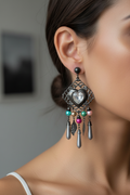 boucles d'oreilles vintage coeur noir strass perles pampilles charms légère chic tendance