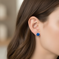 Boucle d'oreille vintage - neuf - pierre strass bleu facette brillante - elegante chic