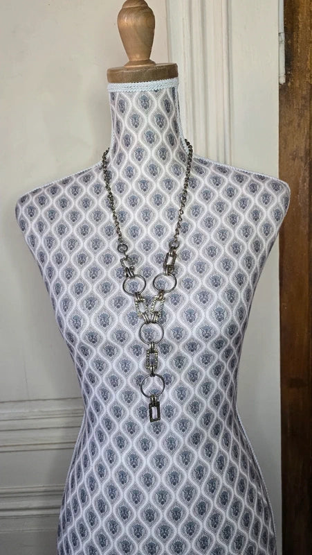 collier vintage - doré vieilli - chaine gros maillon texturé - long sautoir - tendance