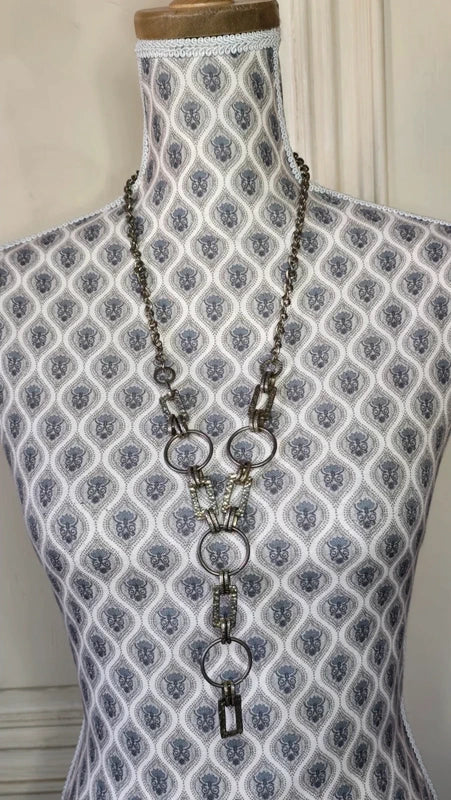 collier vintage - doré vieilli - chaine gros maillon texturé - long sautoir - tendance