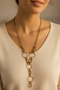 collier vintage - doré vieilli - chaine gros maillon texturé - long sautoir - tendance