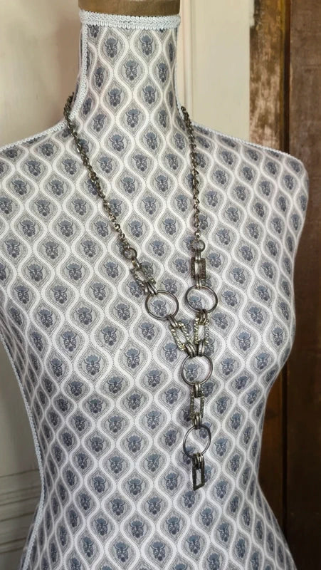 collier vintage - doré vieilli - chaine gros maillon texturé - long sautoir - tendance