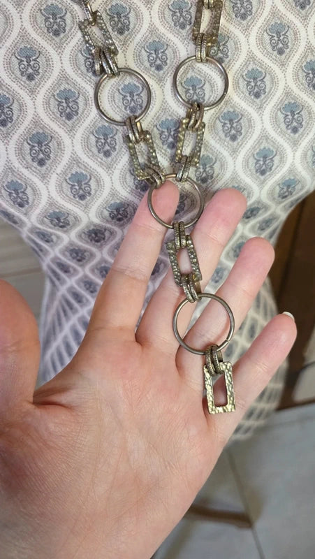 collier vintage - doré vieilli - chaine gros maillon texturé - long sautoir - tendance