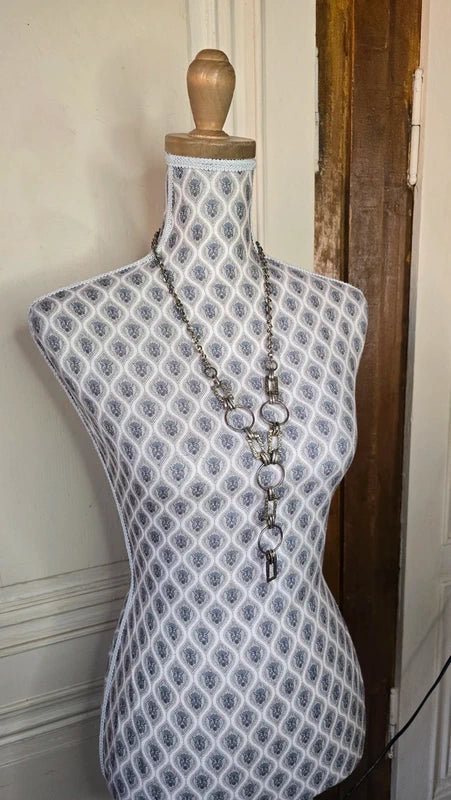 collier vintage - doré vieilli - chaine gros maillon texturé - long sautoir - tendance