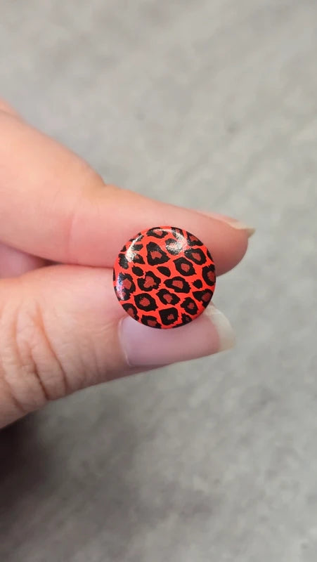 boucles d'oreilles - neuf - ronde - leopard rouge noir - tendance original