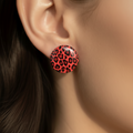 boucles d'oreilles - neuf - ronde - leopard rouge noir - tendance original