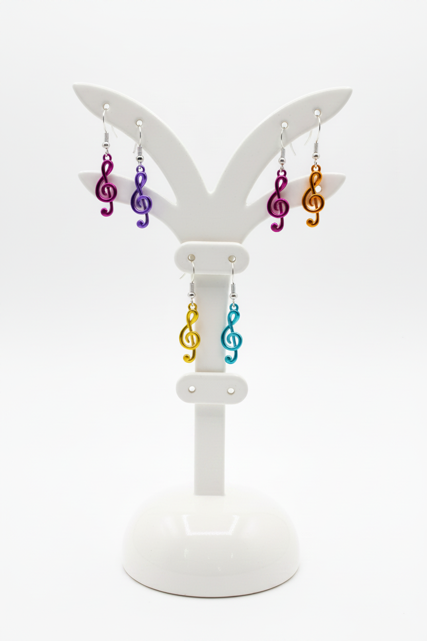 boucle d'oreilles - neuf - forme puzzle ou forme note musique - lot de 5 ou 10 - légère - orange jaune rose violet bleu - femme fille
