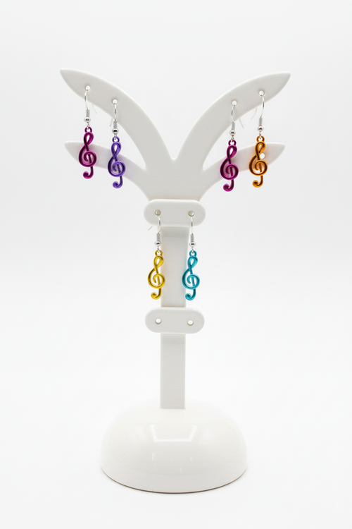 boucle d'oreilles - neuf - forme puzzle ou forme note musique - lot de 5 ou 10 - légère - orange jaune rose violet bleu - femme fille