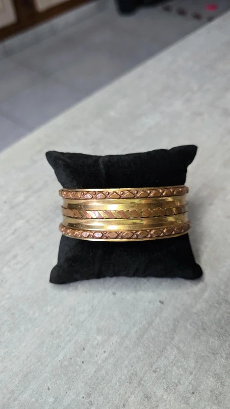 bracelet manchette vintage - neuf - laiton - doré cuivre tressé - détails relief gravé - homme femme