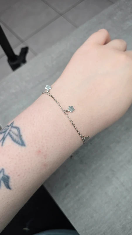 bracelet ou bracelet de cheville - chaine maille serpent argenté - breloque charms pendentif fleurs - élégant chic brillant