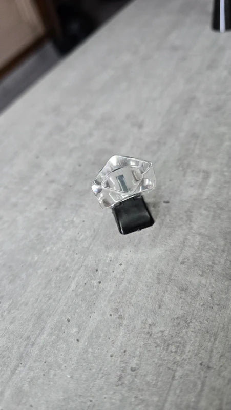 bague vintage - transparente bombé - effet verre - design facette - taille 17 mm 54