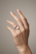 bague vintage - transparente bombé - effet verre - design facette - taille 17 mm 54