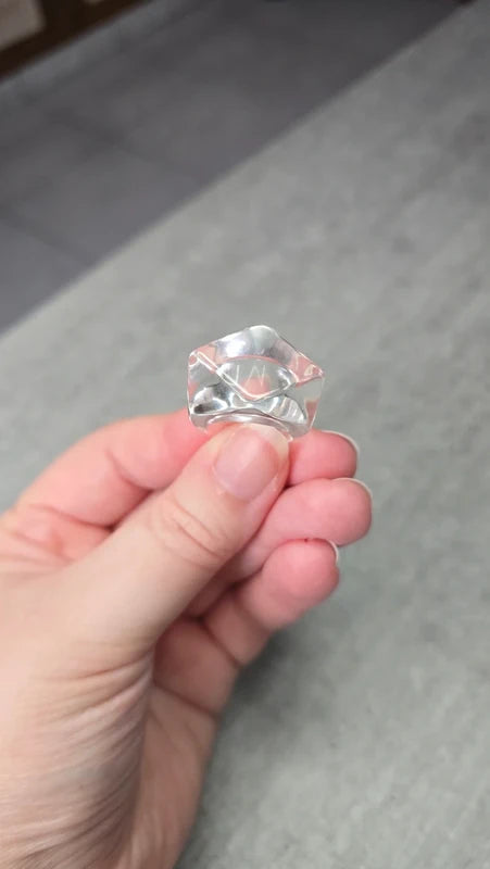 bague vintage - transparente bombé - effet verre - design facette - taille 17 mm 54