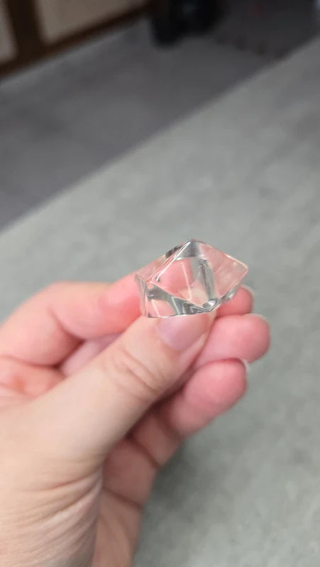 bague vintage - transparente bombé - effet verre - design facette - taille 17 mm 54