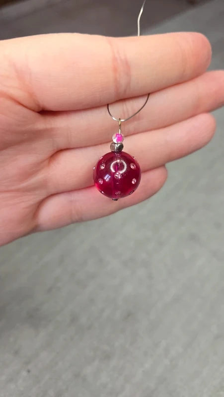 pendentif vintage - neuf - rond perle rose strass brillant - collier porte clé charms - Y2K original