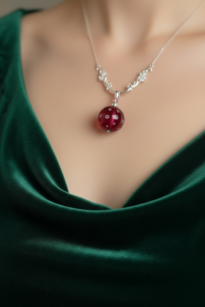 pendentif vintage - neuf - rond perle rose strass brillant - collier porte clé charms - Y2K original