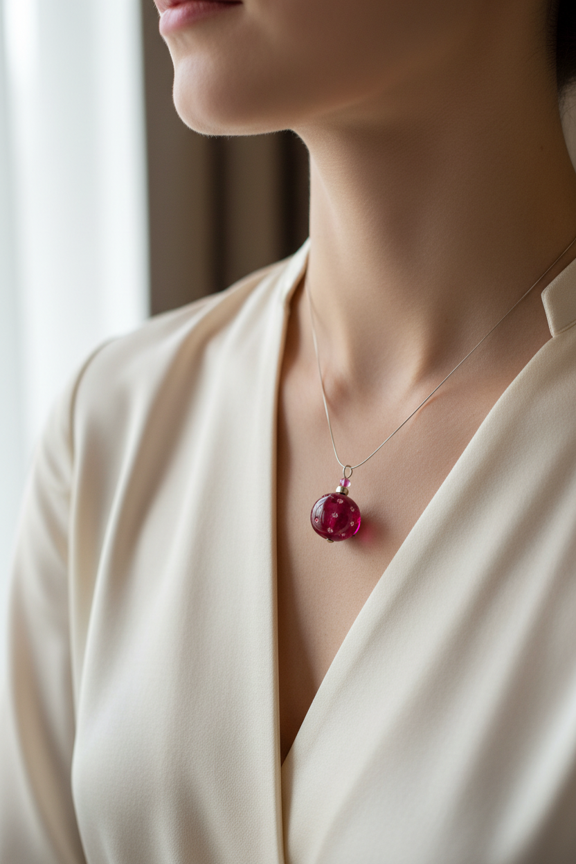 pendentif vintage - neuf - rond perle rose strass brillant - collier porte clé charms - Y2K original
