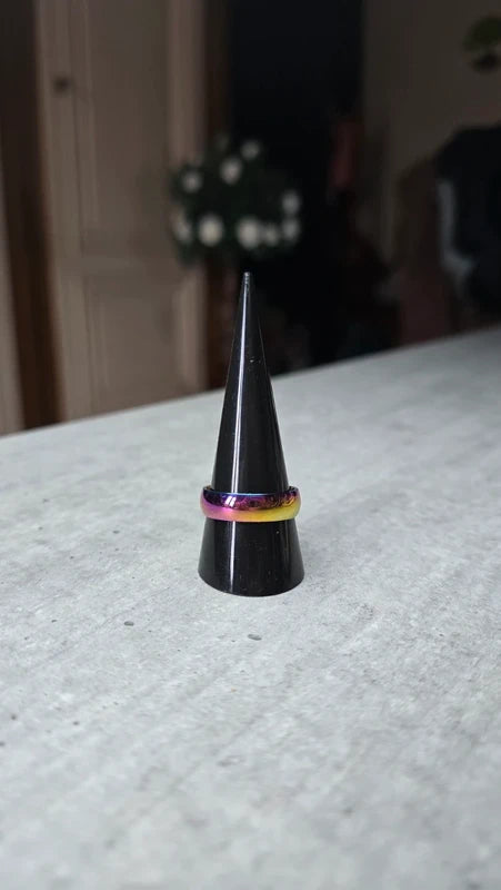 bague - neuf - acier inoxydable - irisé multicolore effet arc en ciel - mixte homme femme - taille 21 mm