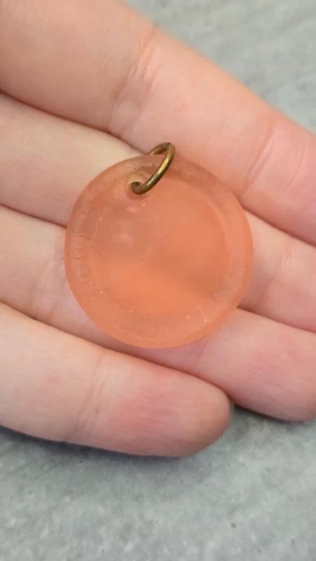 Pendentif - neuf - rare - pierre naturelle quartz rose pêche calcédoine - antique gallo romain - pièce authentique