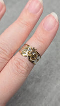 bague vintage - neuf - argent massif - poinçon dorure - charms étoile - ajustable - esprit oriental