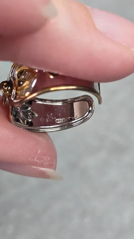 bague vintage - neuf - argent massif - poinçon dorure - charms étoile - ajustable - esprit oriental