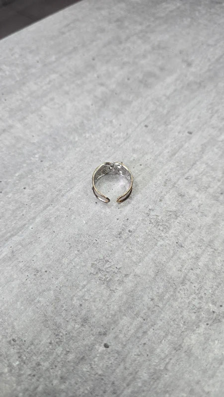 bague vintage - neuf - argent massif - poinçon dorure - charms étoile - ajustable - esprit oriental