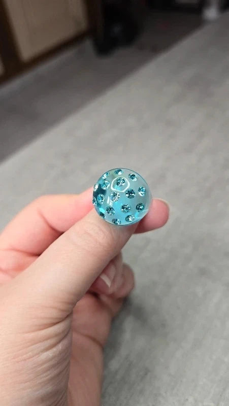bague vintage - neuf - translucide bleu turquoise - dôme bombé strass brillant - tendance original - 18 mm 57 58