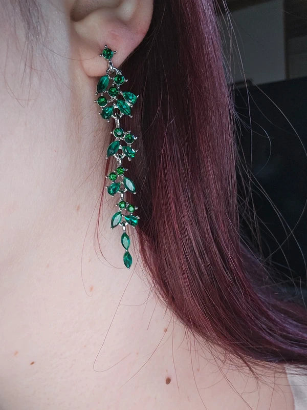 Boucles d'oreilles acier inoxydable - neuf - pierre strass vert et turquoise - pendante légère - chic et élégante
