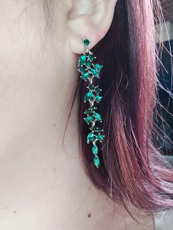 Boucles d'oreilles acier inoxydable - neuf - pierre strass vert et turquoise - pendante légère - chic et élégante
