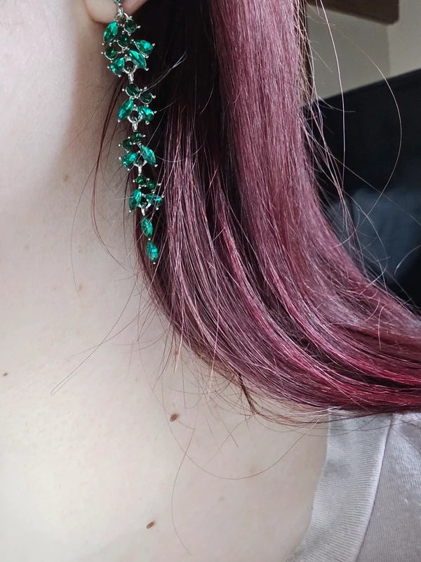 Boucles d'oreilles acier inoxydable - neuf - pierre strass vert et turquoise - pendante légère - chic et élégante
