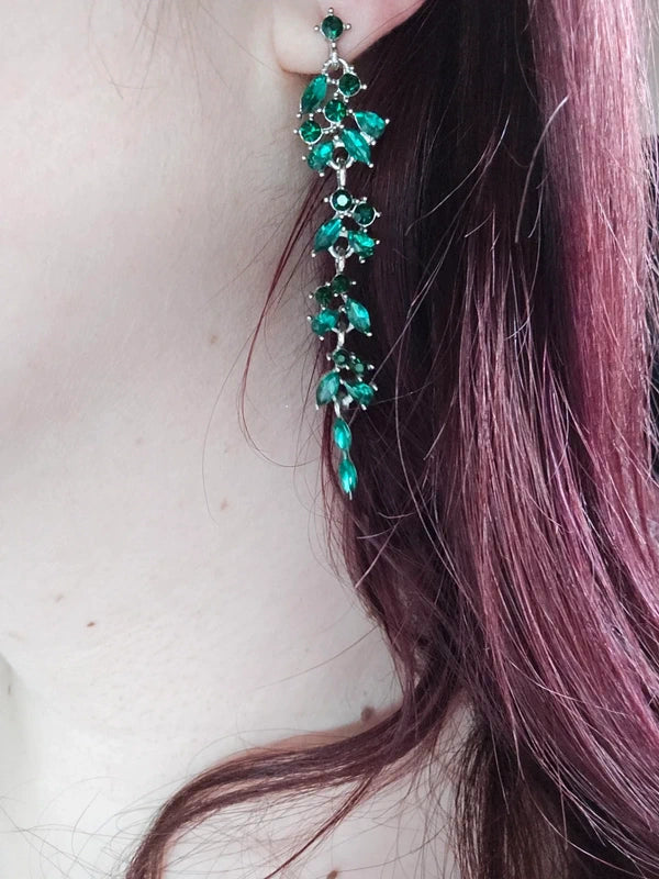 Boucles d'oreilles acier inoxydable - neuf - pierre strass vert et turquoise - pendante légère - chic et élégante