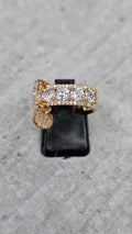 bague - doré - style luxe - strass brillant pampille charms breloque pendentif rond scintillant - chic