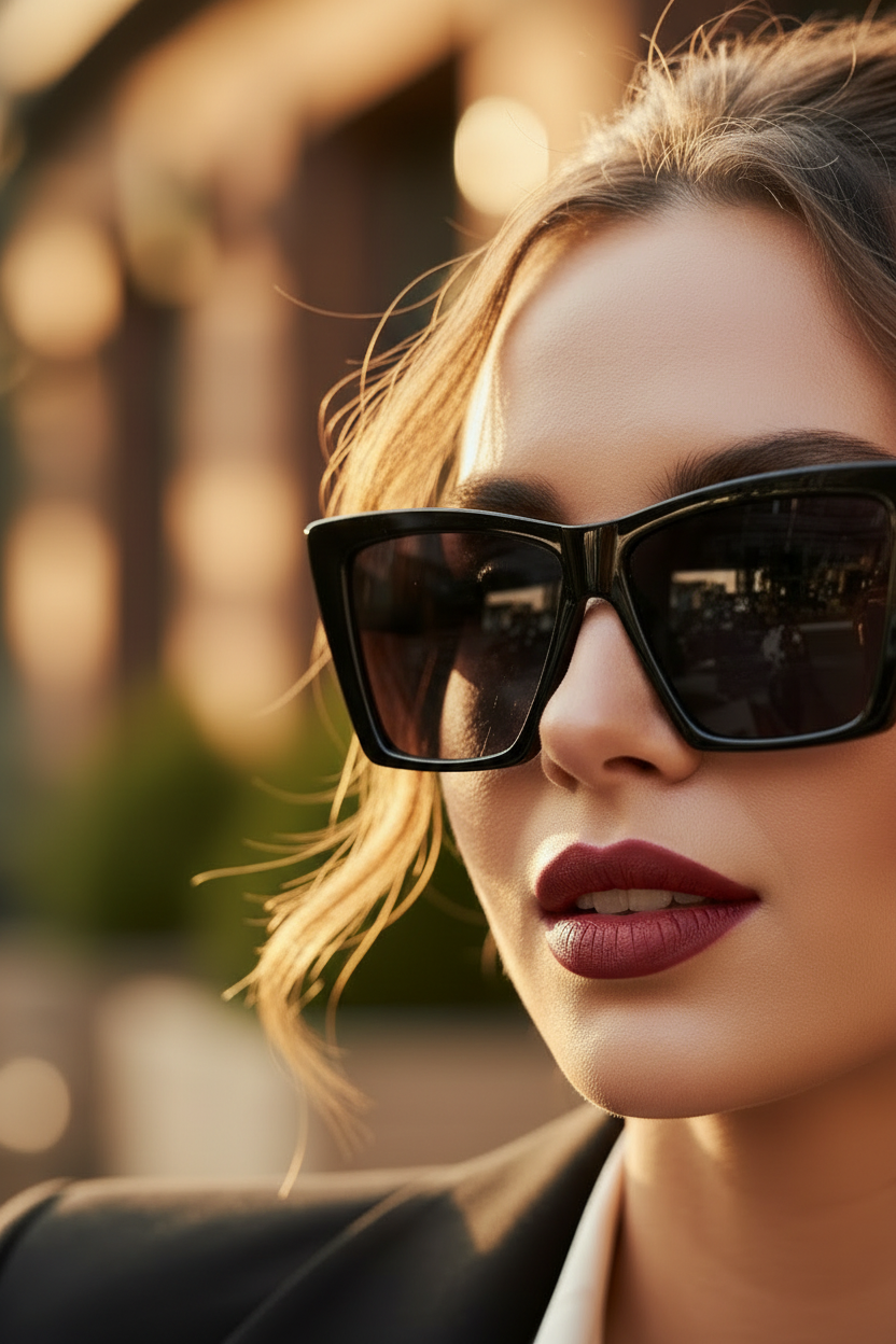 lunettes de soleil - neuf - oversize noir - tendance fashion - grande monture effet masque - chic légère