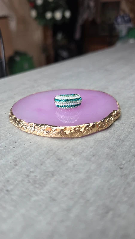 bague vintage dôme strass brillant blanc argenté bleu turquoise