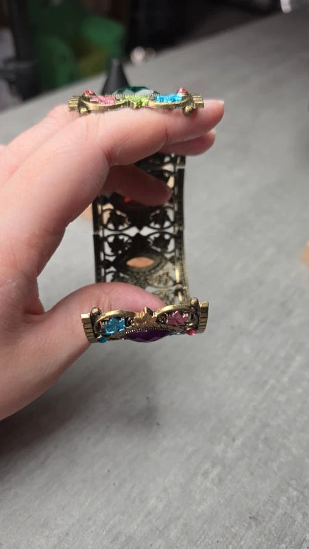 bracelet manchette vintage articulé — pierre strass brillant