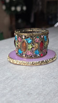 bracelet manchette vintage articulé — pierre strass brillant
