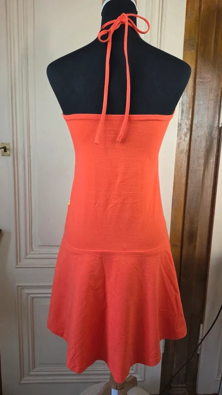 robe été plage dos nu coton orange corial dessins fraiche taille L 40 42