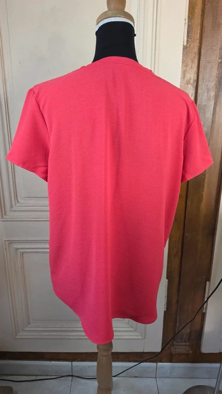 blouse manches courtes - fluide - armand thiery - taille xl - idéal 44 -rose corail - élégant - Neuve