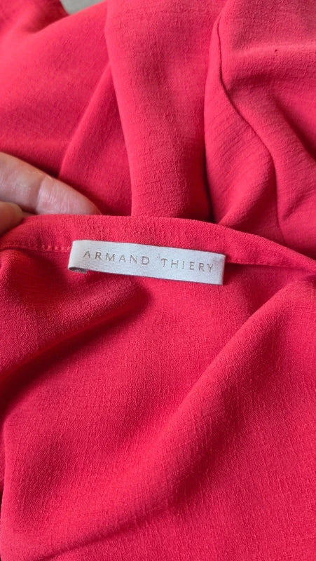 blouse manches courtes - fluide - armand thiery - taille xl - idéal 44 -rose corail - élégant - Neuve