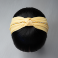 serre tête jaune clair strass noeud femme ou fille brillant tissu satiné