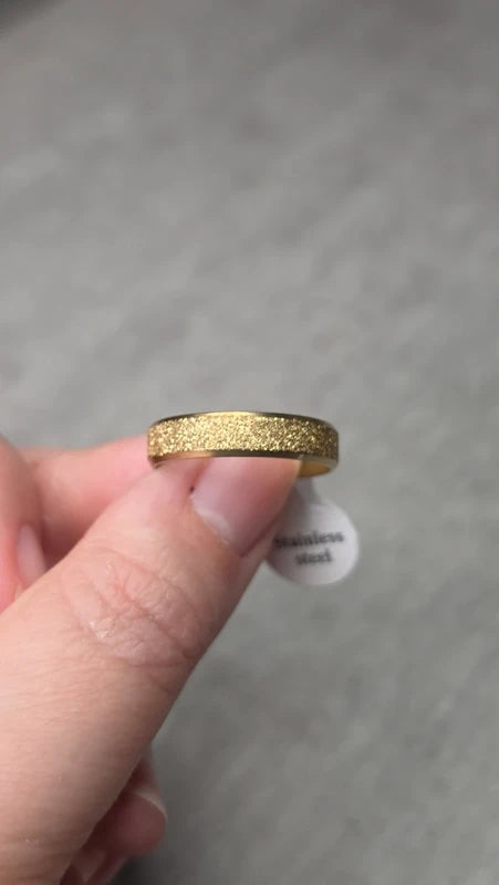 bague anneau doré - acier inoxydable - doré - paillettes brillant - mixte - homme femme