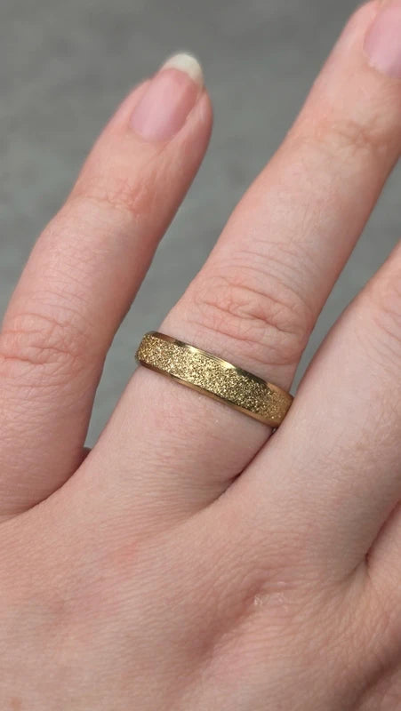 bague anneau doré - acier inoxydable - doré - paillettes brillant - mixte - homme femme
