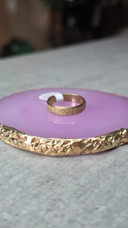 bague anneau doré - acier inoxydable - doré - paillettes brillant - mixte - homme femme