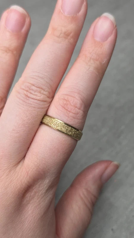 bague anneau doré - acier inoxydable - doré - paillettes brillant - mixte - homme femme