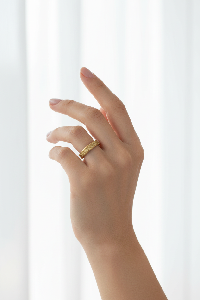 bague anneau doré - acier inoxydable - doré - paillettes brillant - mixte - homme femme