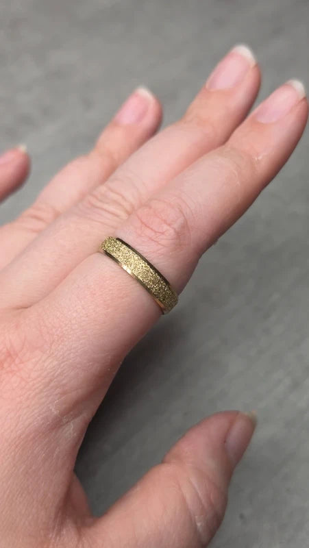 bague anneau doré - acier inoxydable - doré - paillettes brillant - mixte - homme femme