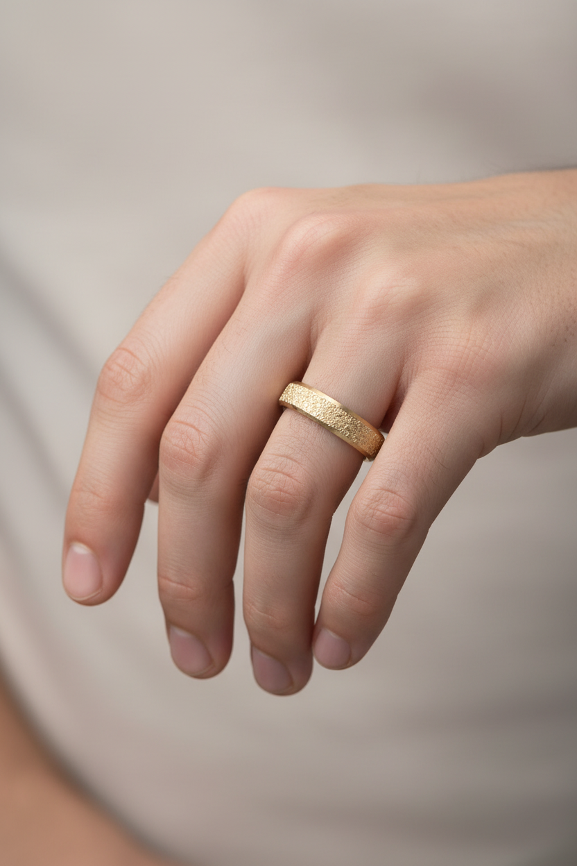 bague anneau doré - acier inoxydable - doré - paillettes brillant - mixte - homme femme