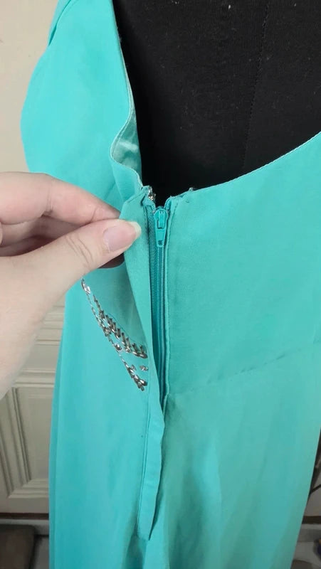 robe mariage cérémonie - neuf -  vert -  taille 52 -  perles sequins - idéale pour un 46