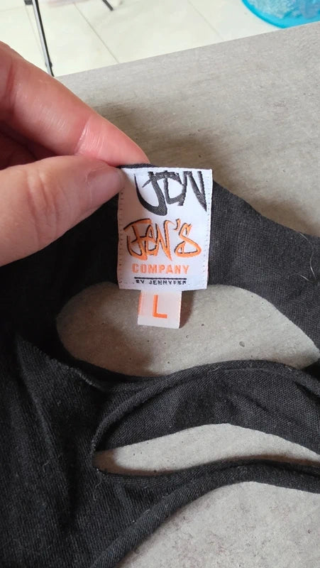 débardeur noir - taille L 40 42 - très original - altenative - ajouré devant et dos