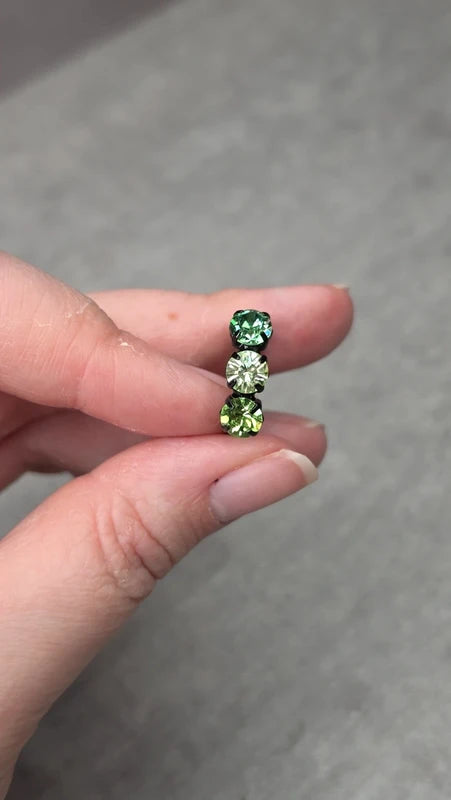 bague vintage noirec- trio pierre verte - strass brillant dégradé - ajustable - y2k